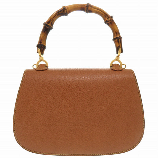 GUCCI Handbag 000 2046 0188 Bamboo Brown 2WAY Women Used