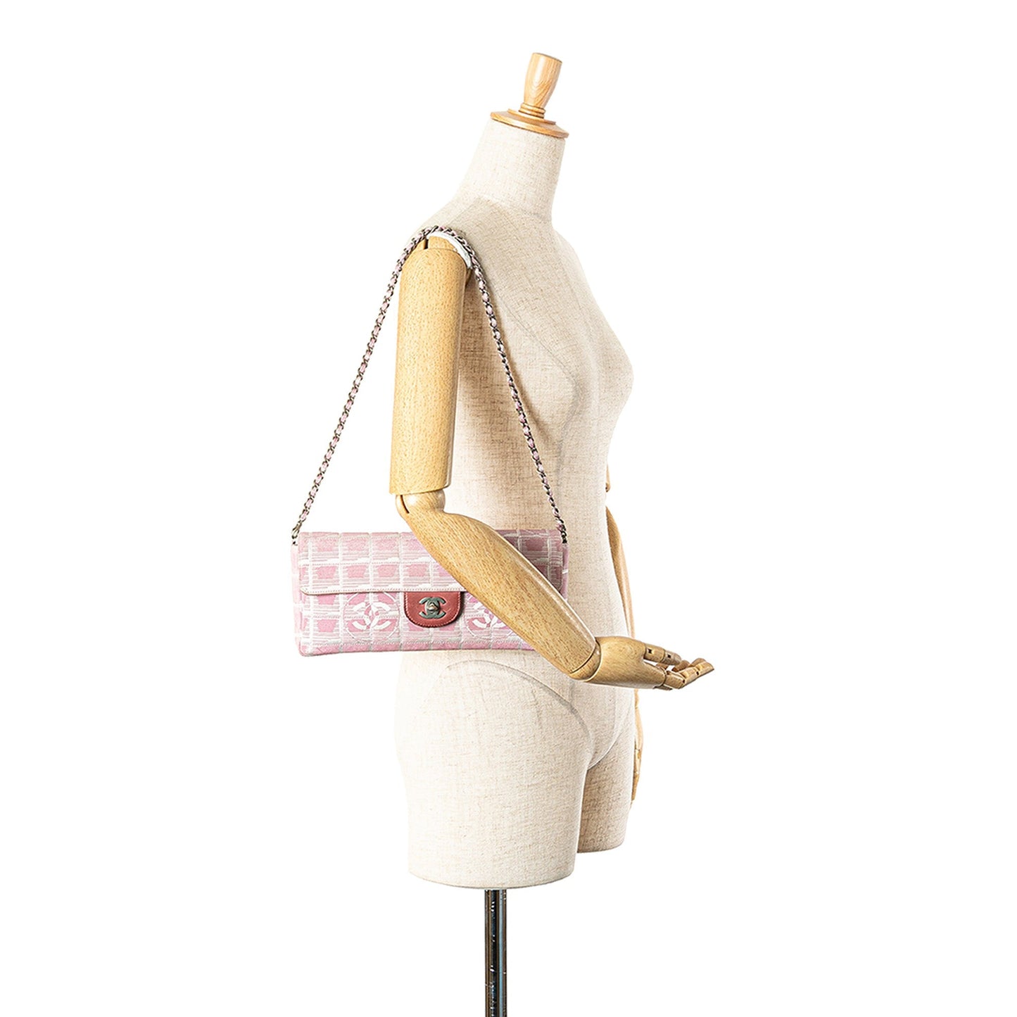 Pink Chanel Nylon New Travel Line East West Flap Shoulder Bag