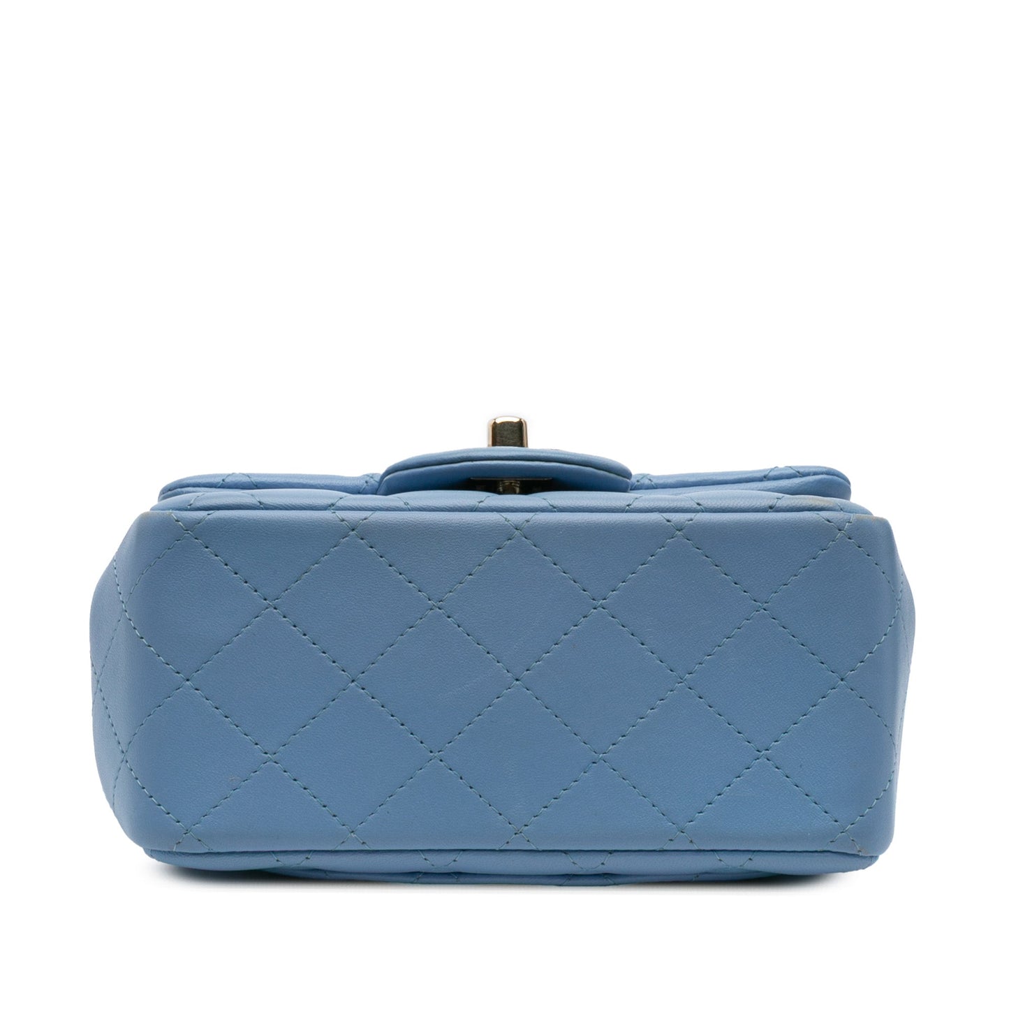 Blue Chanel Mini Square Classic Lambskin Single Flap Crossbody Bag