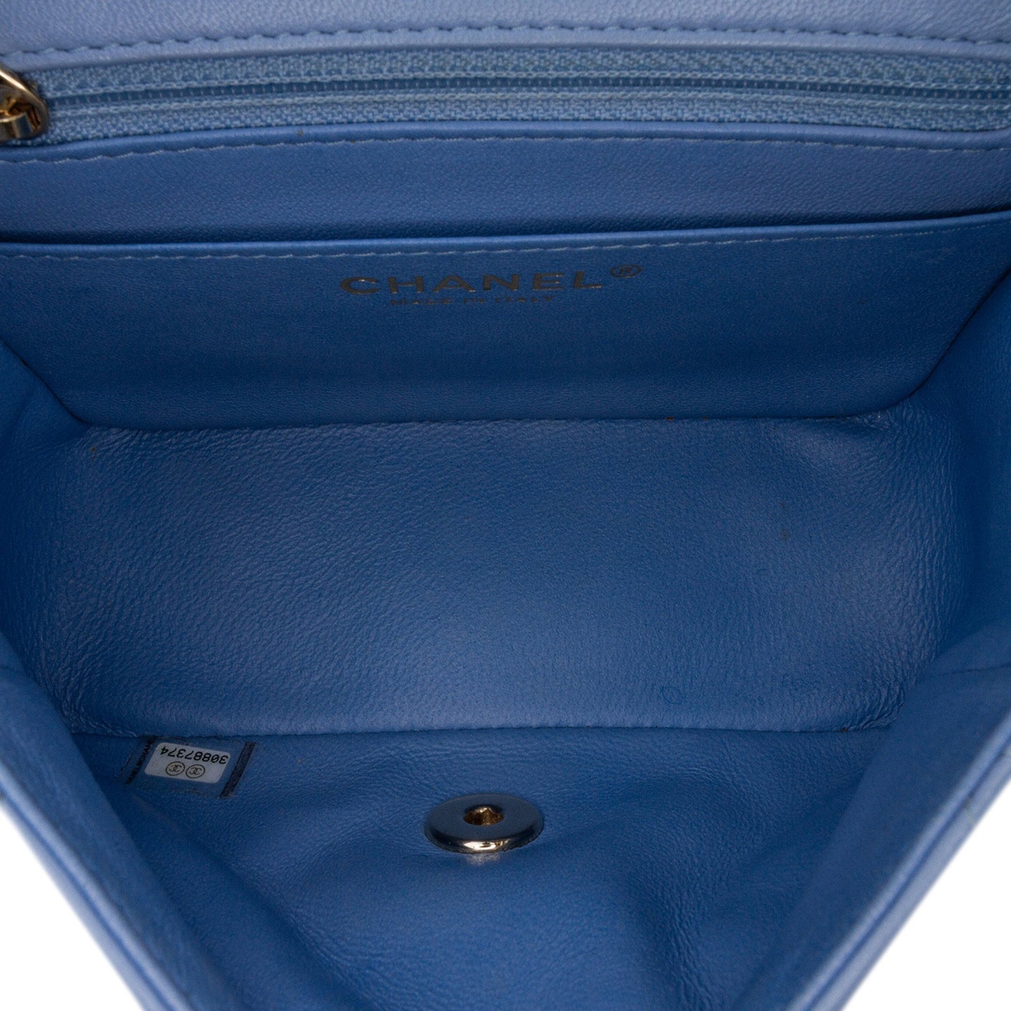 Blue Chanel Mini Square Classic Lambskin Single Flap Crossbody Bag