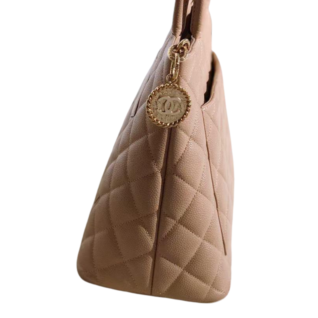 Vintage Medallion Tote Caviar Beige GHW