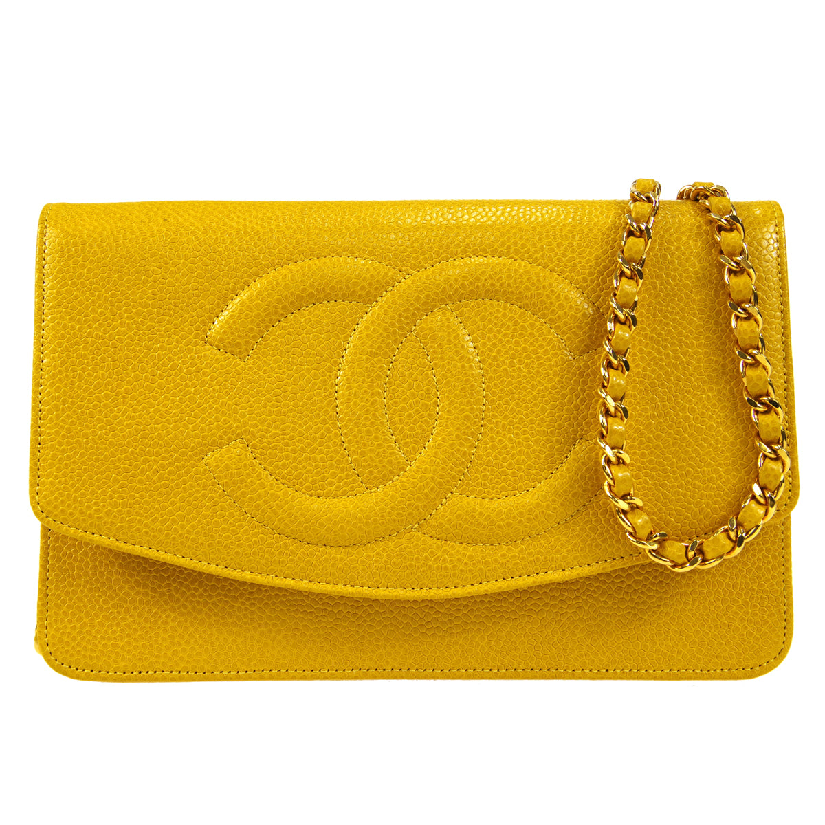 Chanel 1997-1999 Yellow Caviar Timeless WOC Wallet on Chain