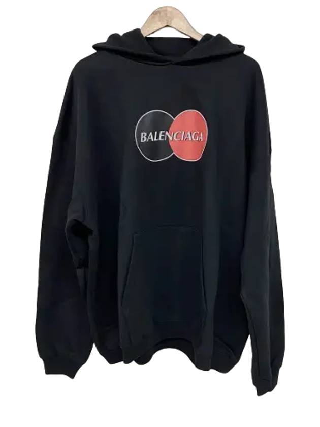 Luxury Balenciaga  Logo Print Over Fit Hoodie Black