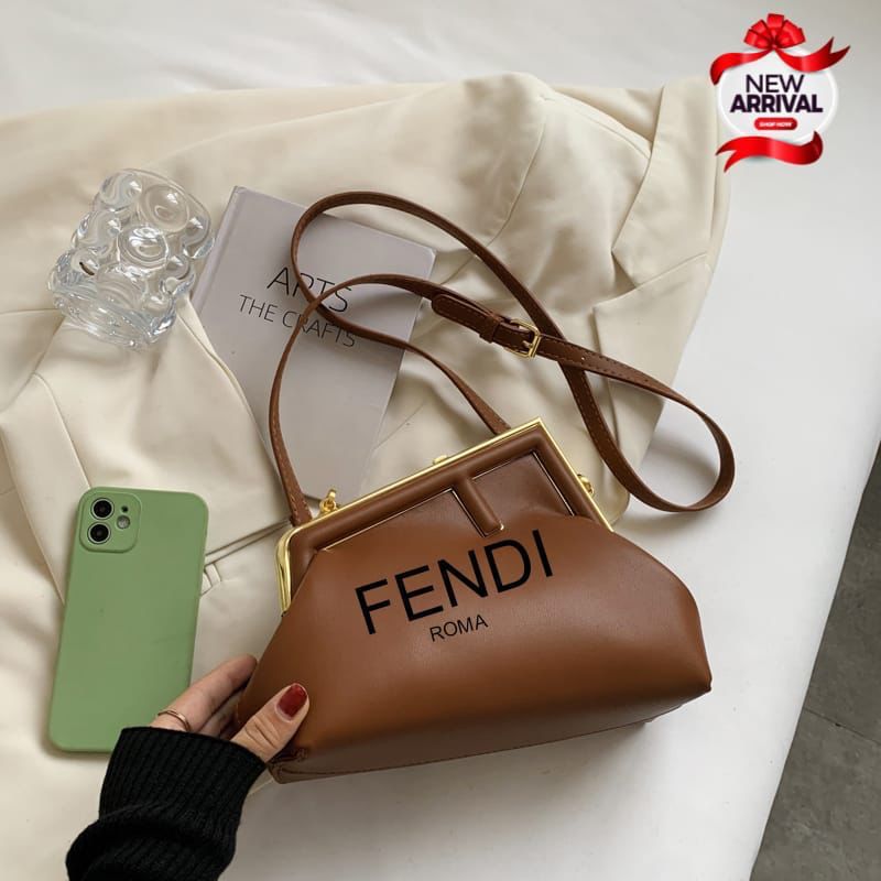 Fendi-Inspired High-Quality Imported Crossbody Bag (Brown)