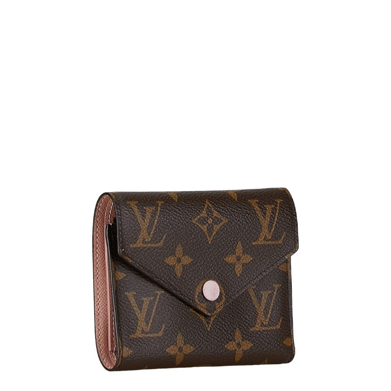 Louis Vuitton Monogram Portefolio Victoria Three Fold Wallet M62360 Rose Valerie Brown Pink PVC  Louis Vuitton