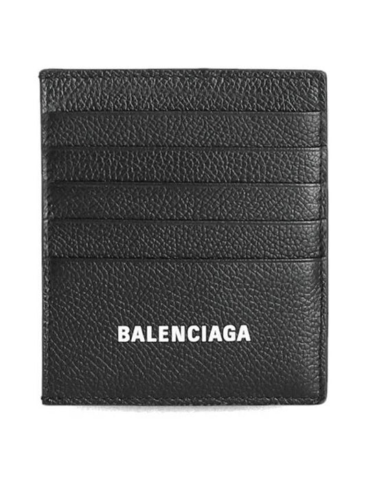 Luxury Balenciaga  Logo Vertical Card Wallet Black