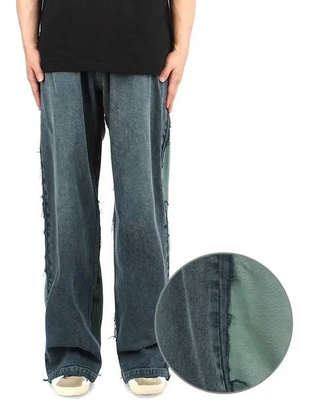 Luxury Balenciaga  Wide Leg Panelled Jeans Blue