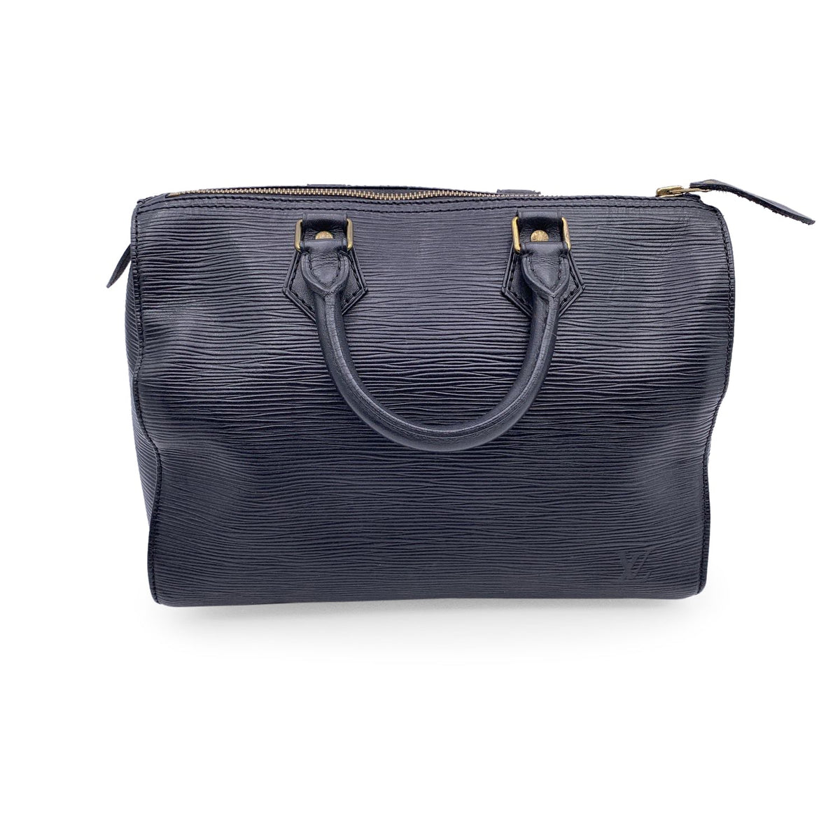 LOUIS VUITTON Vintage Black Epi Leather Speedy 28 Boston Bag