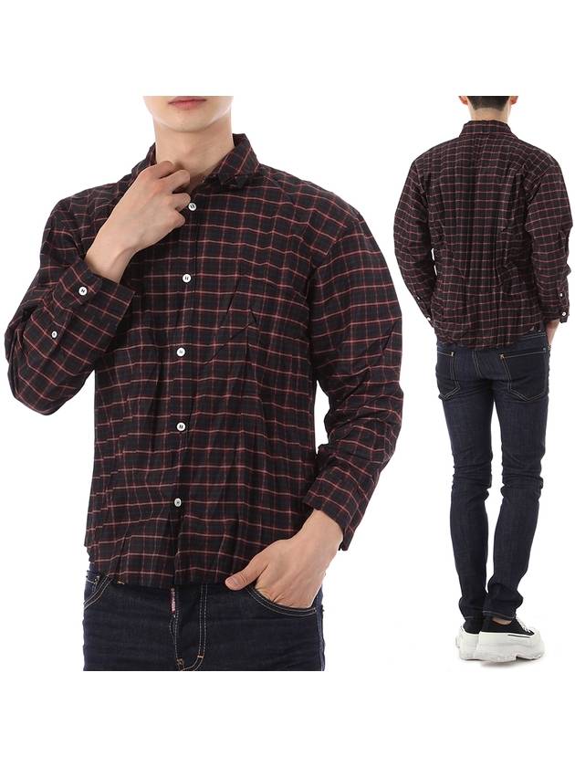 Luxury Balenciaga  Check Pleated Long Sleeve Shirt