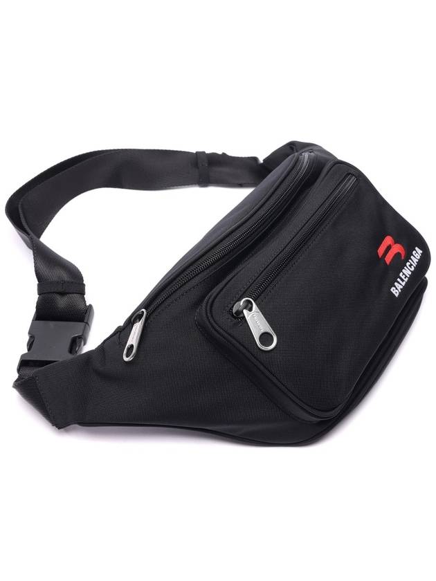 Luxury Balenciaga  Explorer Logo Canvas Belt Bag Black