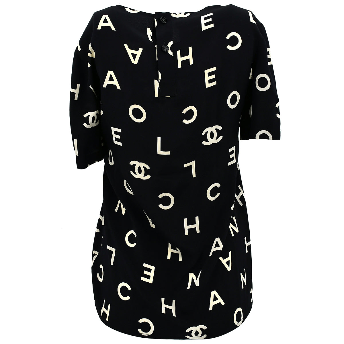 Chanel Spring 1997 Short Sleeve Shirt Blouse Tops Black 97P #38
