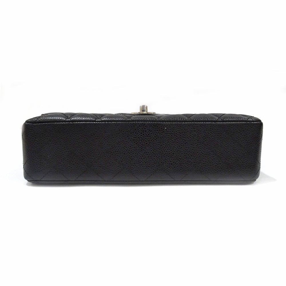 Chanel Classic Handbag A01112 W Flap Bag Matrasse 25 Black Silver  Green  S Caviar Skin Shoulder Bag