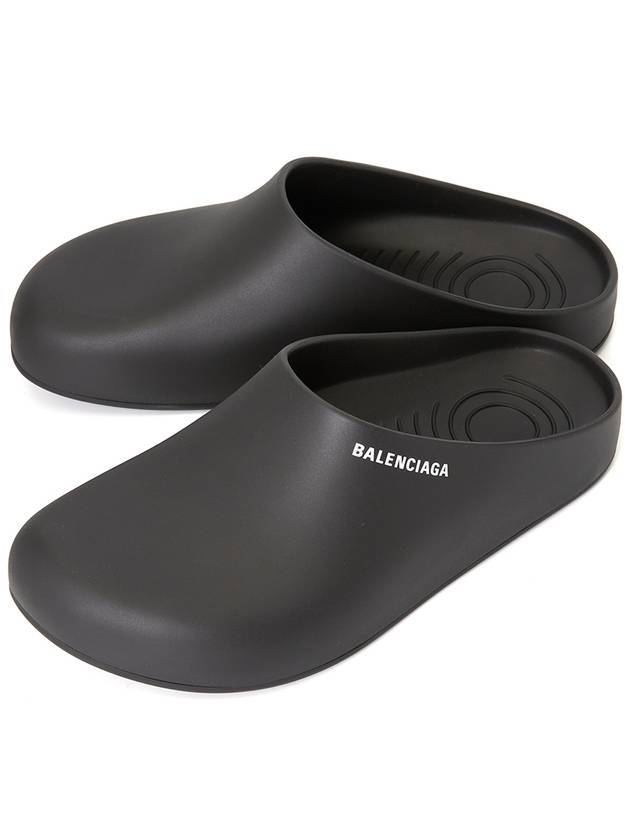 Luxury Balenciaga  Logo Pool Closed Mule Black