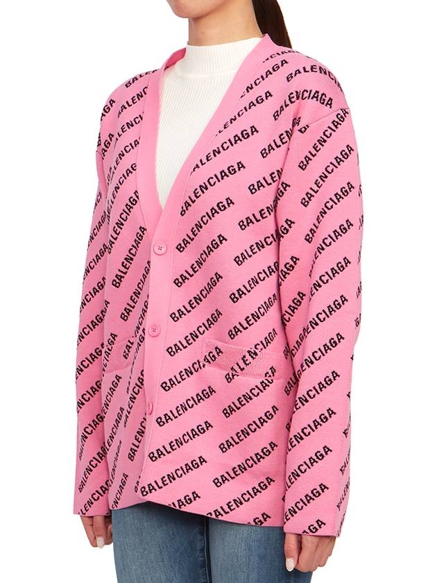 Luxury Balenciaga  All-Over Logo Cardigan Pink
