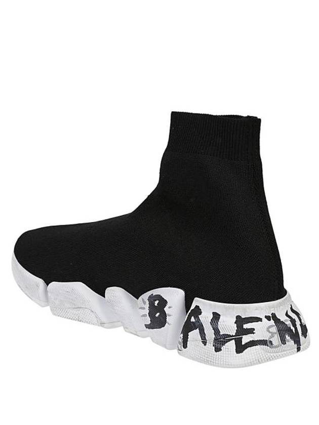 Luxury Balenciaga  Speed 2.0 Graffiti Knit High Top Sneakers Black