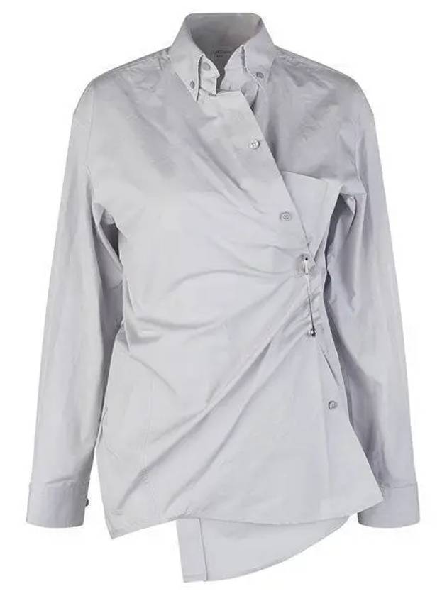 Luxury Balenciaga  Twist Button Cotton Shirt Grey