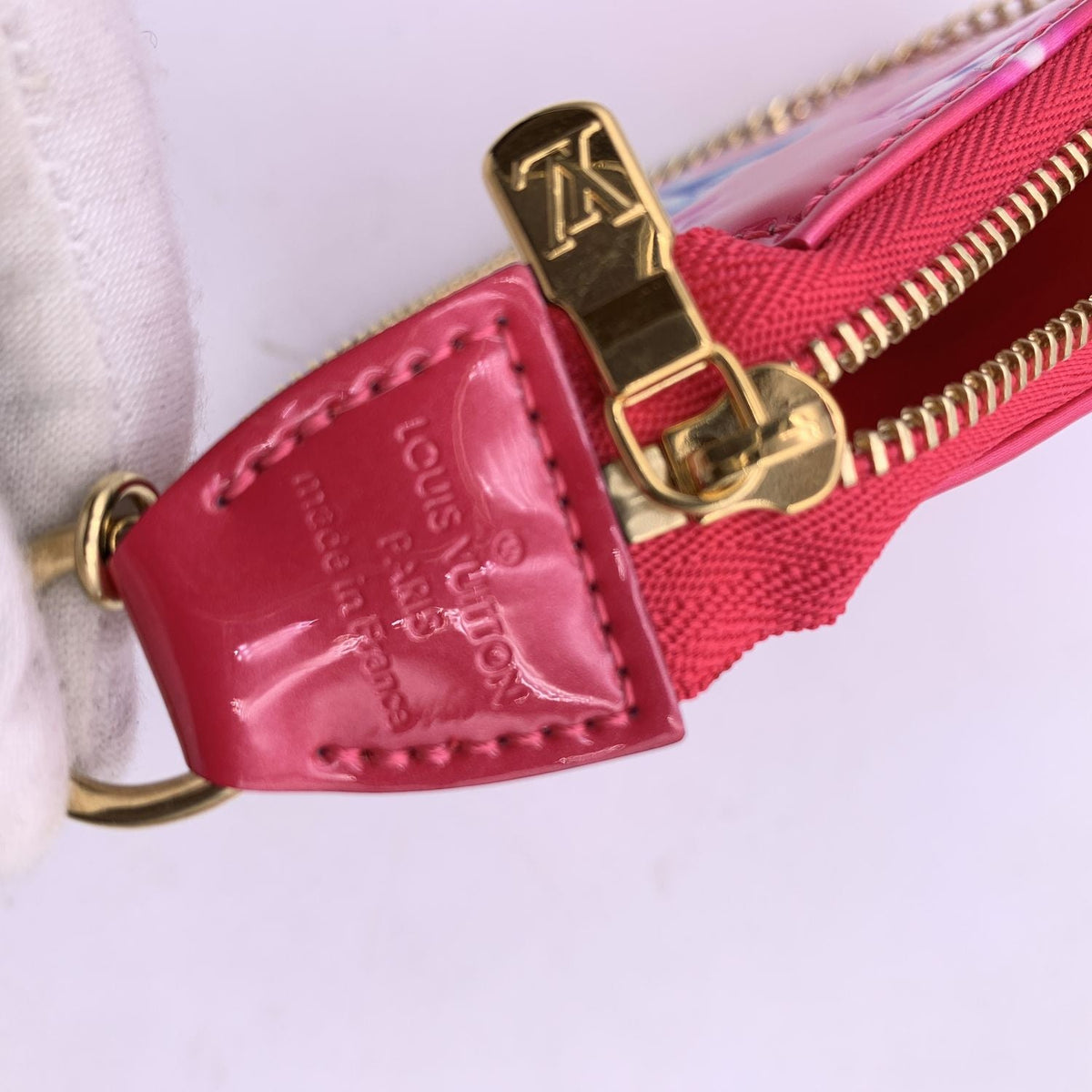 LOUIS VUITTON Pink Neon Monogram Vernis Mini Pochette Accessories Bag