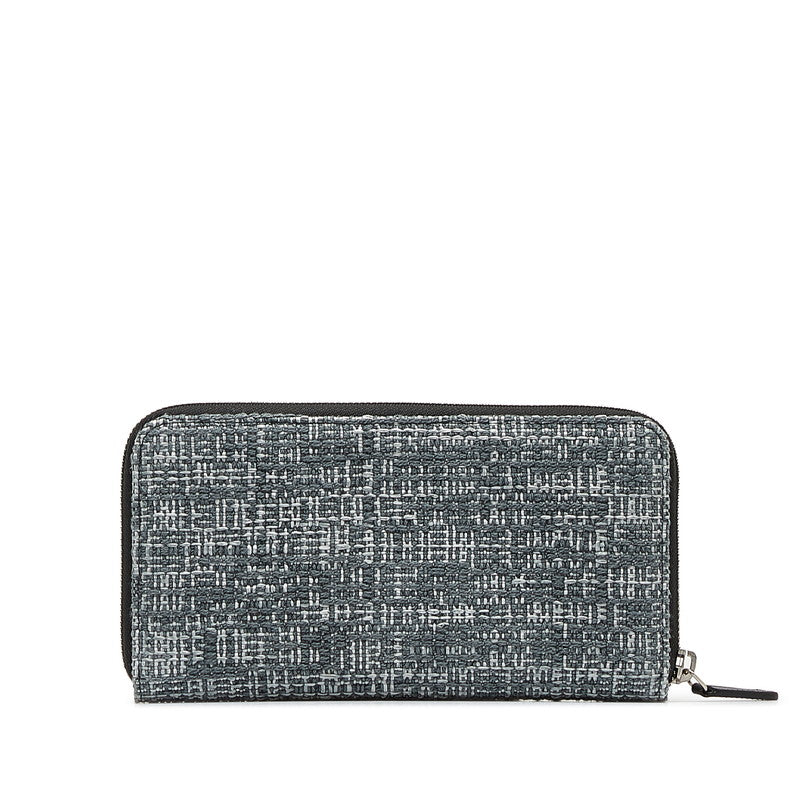 Chanel Long Zip Wallet in Tweed Denim Blue