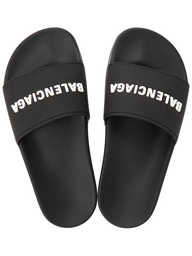 Luxury Balenciaga  Logo Slippers Black