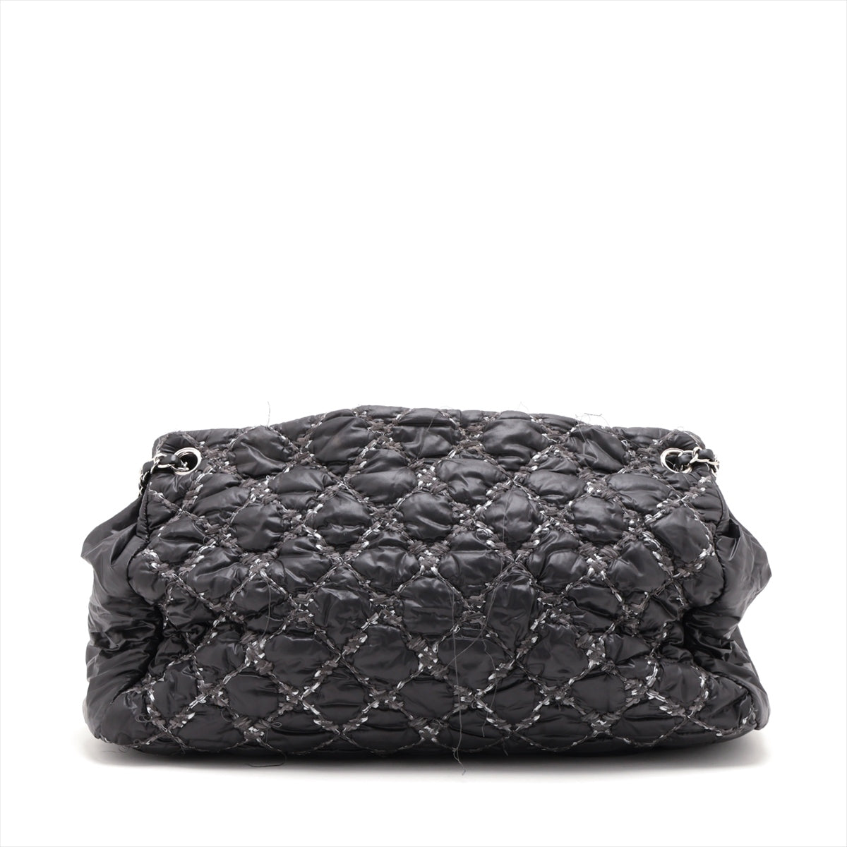 Chanel Parivision Nylon Chain Shoulder Bag Black Silver Gold  14th