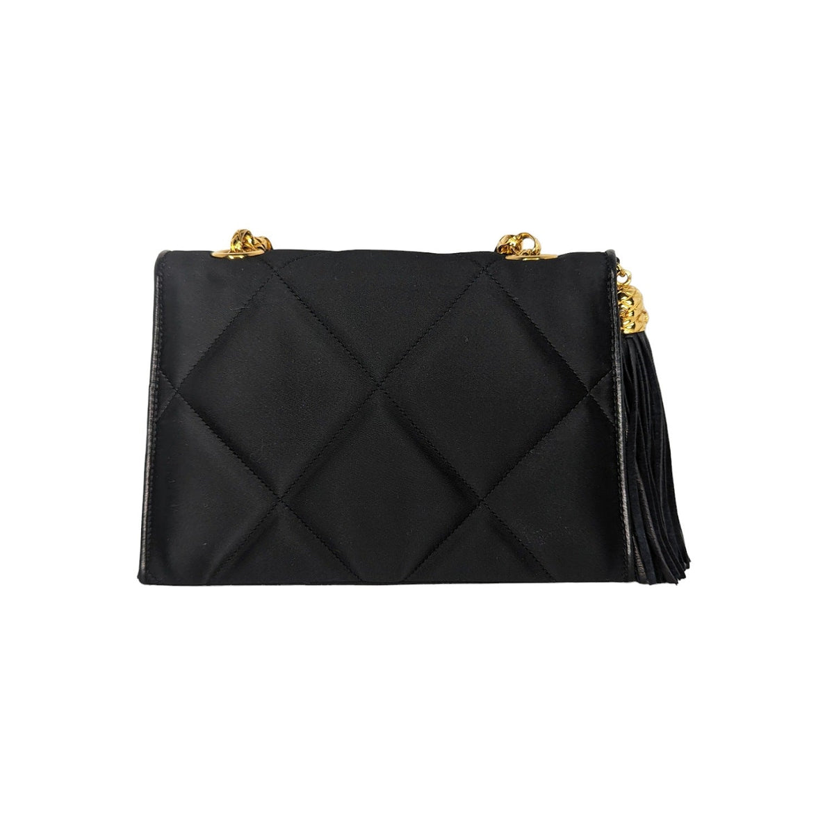 Chanel Vintage Satin Quilted CC Tassel Flap Bag