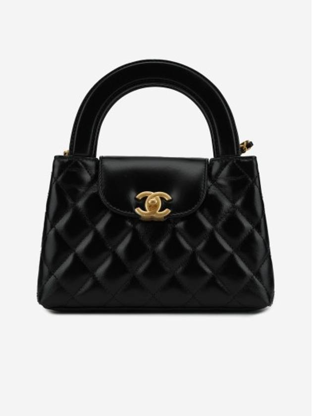 Gold Hardware Small Shiny Vintage Calfskin Tote Bag Black Chanel