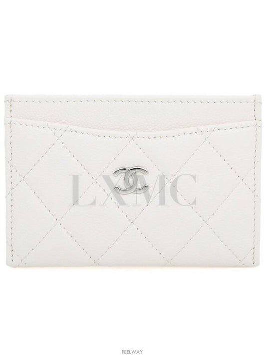 Caviar card wallet white silver AP0213 Chanel