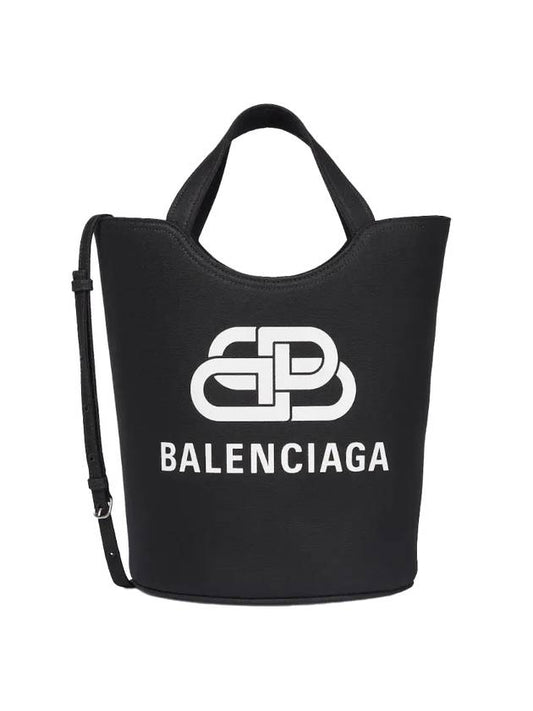 Luxury Balenciaga  Wave Logo Medium Tote Bag Black