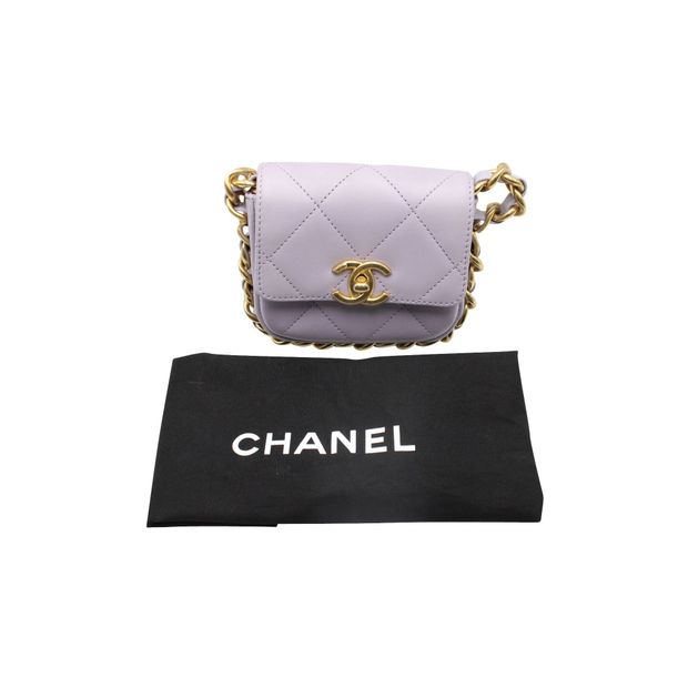 CHANEL Mini Framing Chain Flap Bag in Purple Leather