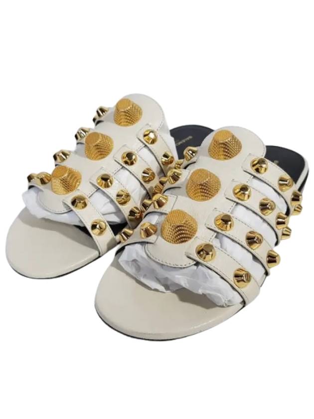 Luxury Balenciaga  Stud Strap Slippers White