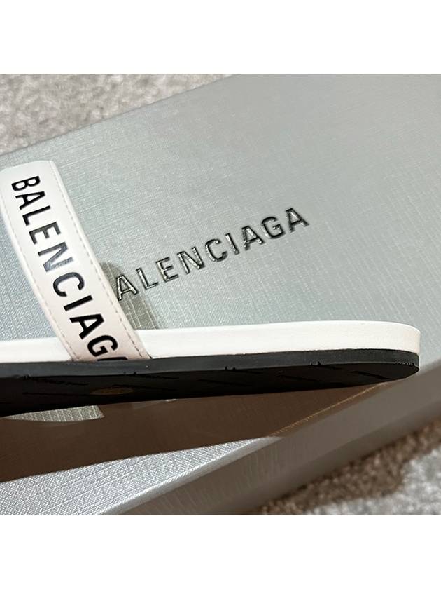 Luxury Balenciaga  Logo Round Slippers White