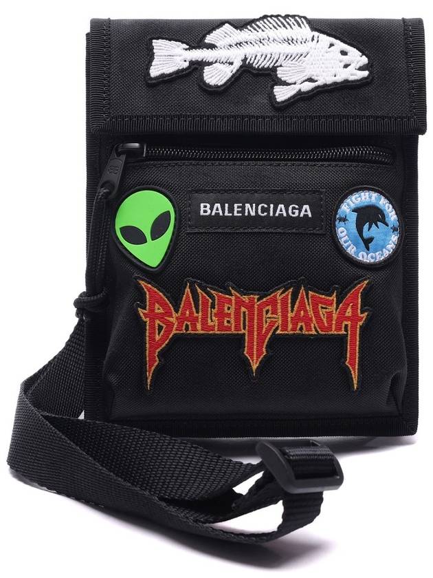 Luxury Balenciaga  Explorer Pouch Strap Cross Bag Black