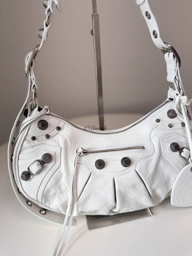 Luxury Balenciaga  Le Cagole Small Leather Shoulder Bag White