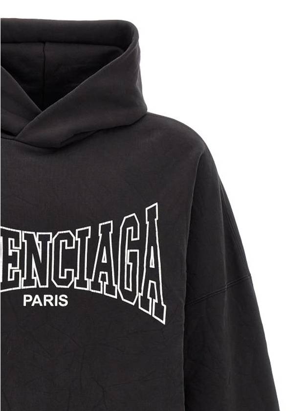 Luxury Balenciaga  Paris Logo Print Hoodie Black