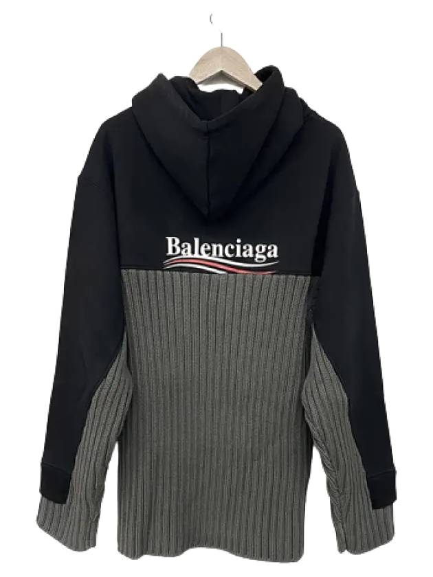 Luxury Balenciaga  Wave Logo Knit Hoodie Black