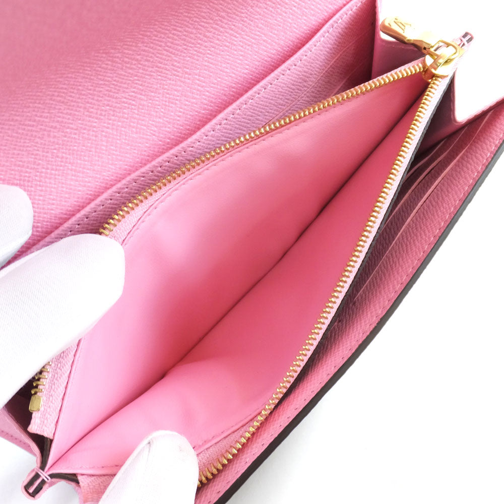 Louis Vuitton Portefolio Sarah NM Long Wallet N40722 Vivian Damielaine Brown Pink Background G Wallet Long Wallet
