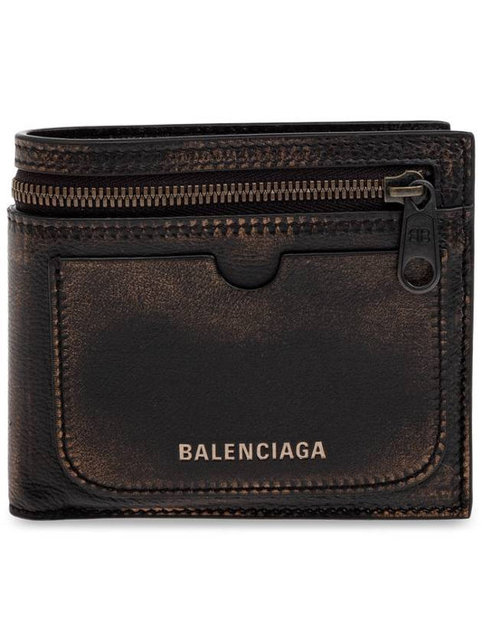 Luxury Balenciaga  Luxury Balenciaga  Leather Wallet With Logo, Men's, Brown