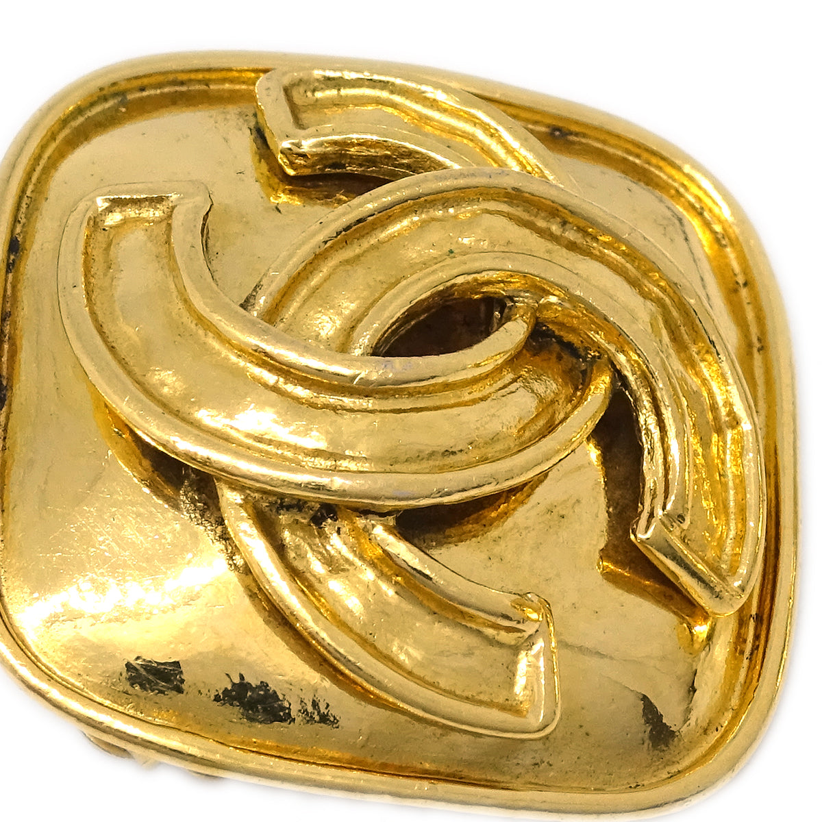 Chanel Rhombus Earrings Clip-On Gold 94P