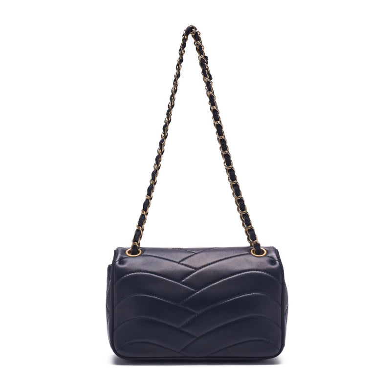 CHANEL 【CHANEL】Pushlock Wave Stitch Chain Sder  Canvas Navy (Gen Gold ) Shoulder Bag Mini Shellder Bag  Shellder Bag Hybrid 【 Ship】 Himalan Bookstore Online