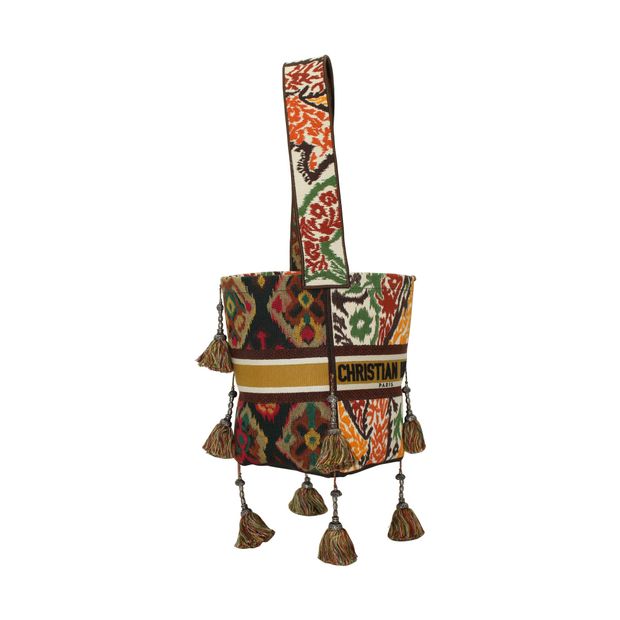 DIOR Paisley Embroidery D-Bucket Bag in Multicolor Canvas