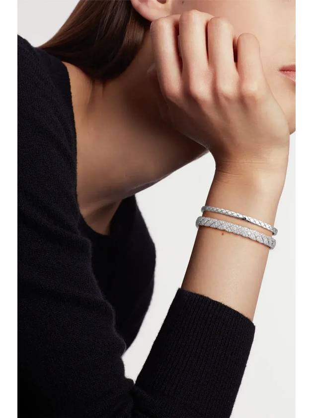 Coco Crush Quilted Diamond Motif Bracelet Silver Chanel