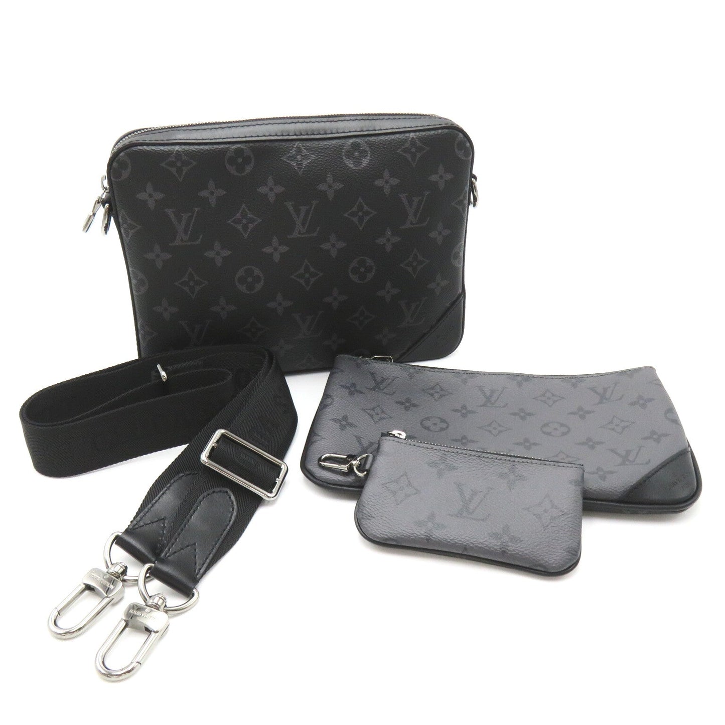 Louis Vuitton Trio Messengers Shoulder Bag PVC Coated Canvas Monogram Eclipse & Monogram Eclipse  Monogram Eclipse Black M69443