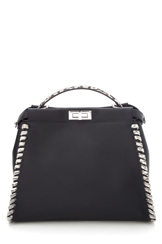 Fendi Black & Snakeskin Large Peak-A-Boo Handbag