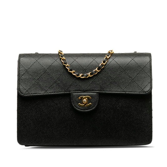 Chanel Decamatrasse ingle Flap Gold  Chain Shoulder Bag Black   Chanel
