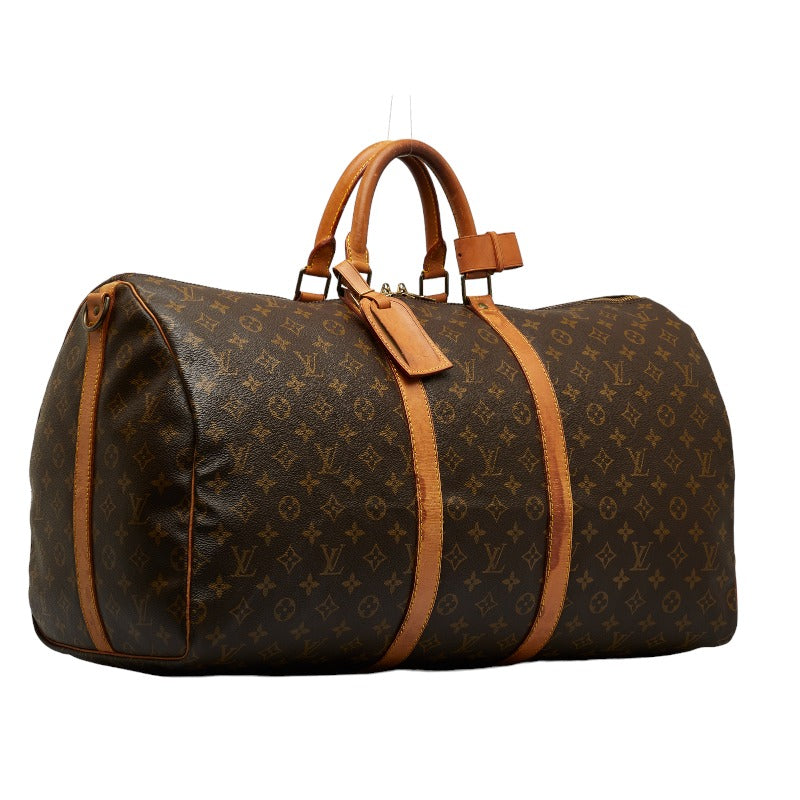Louis Vuitton Monogram Keepall Bandouliere 55 Boston Bag 2WAY M41414 Brown PVC Leather  Louis Vuitton