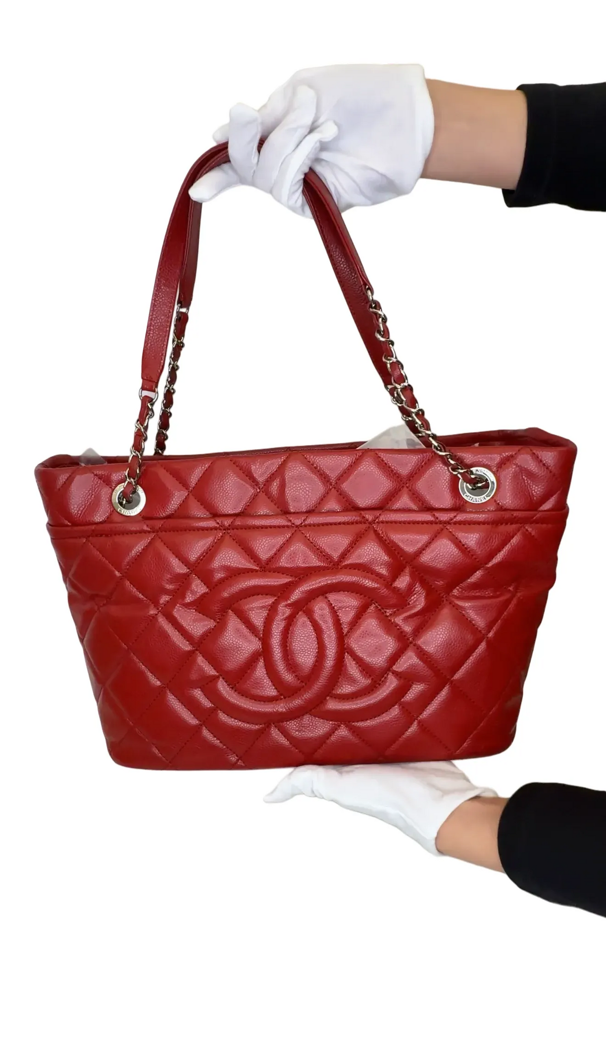 Coco cabas leather handbag Chanel Red in Leather B22-44 B22-44