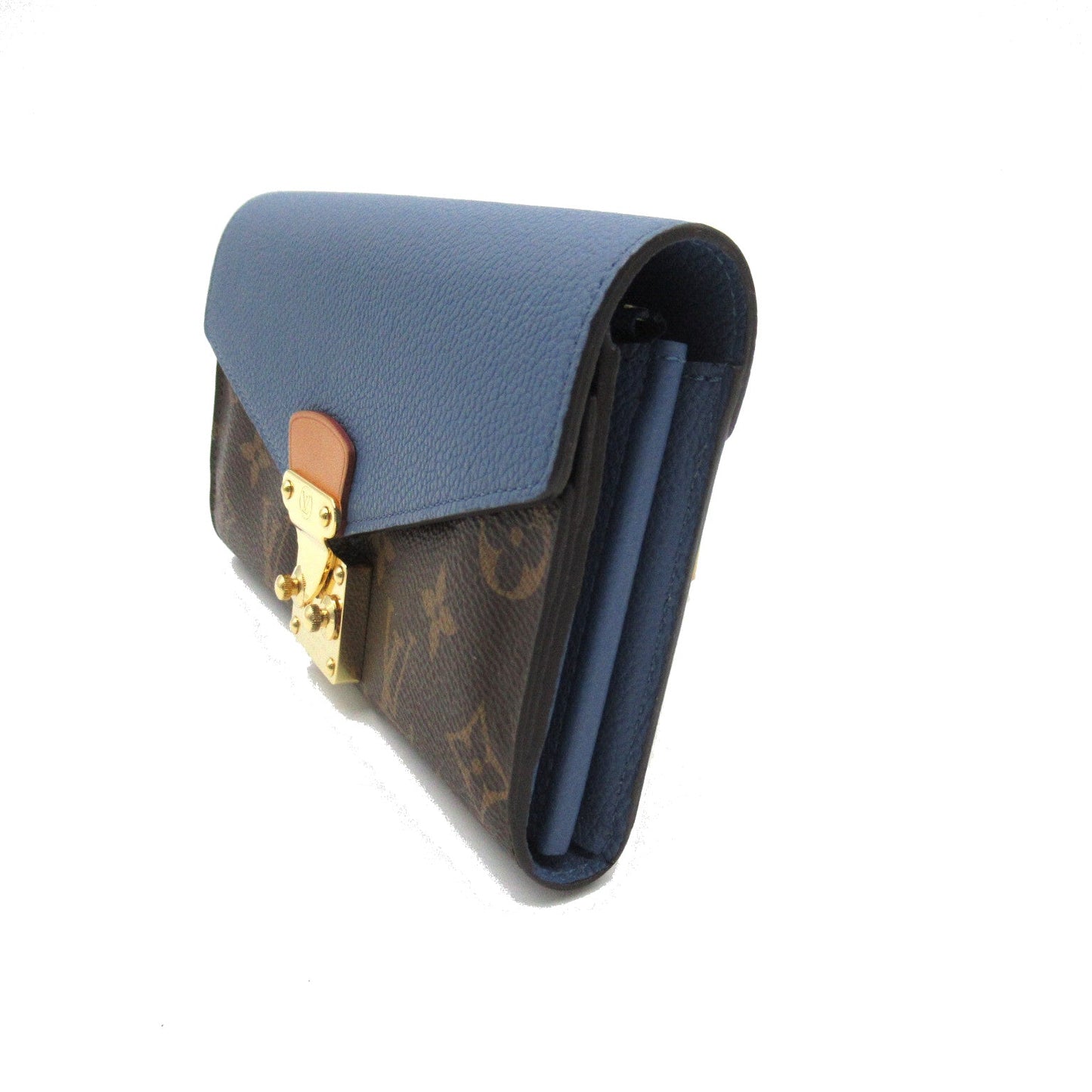 Louis Vuitton Portefolio Pallas Double Fold Wallet Wallet PVC Coated Canvas Monogram   Brown / Blue M63940
