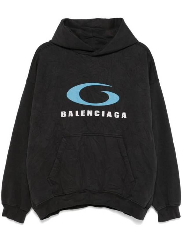 Luxury Balenciaga  Logo Hoodie Washed Black