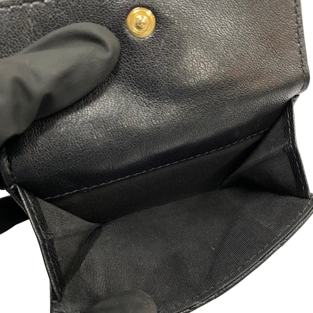 CHANEL Tri-fold wallet lambskin black Matrasse