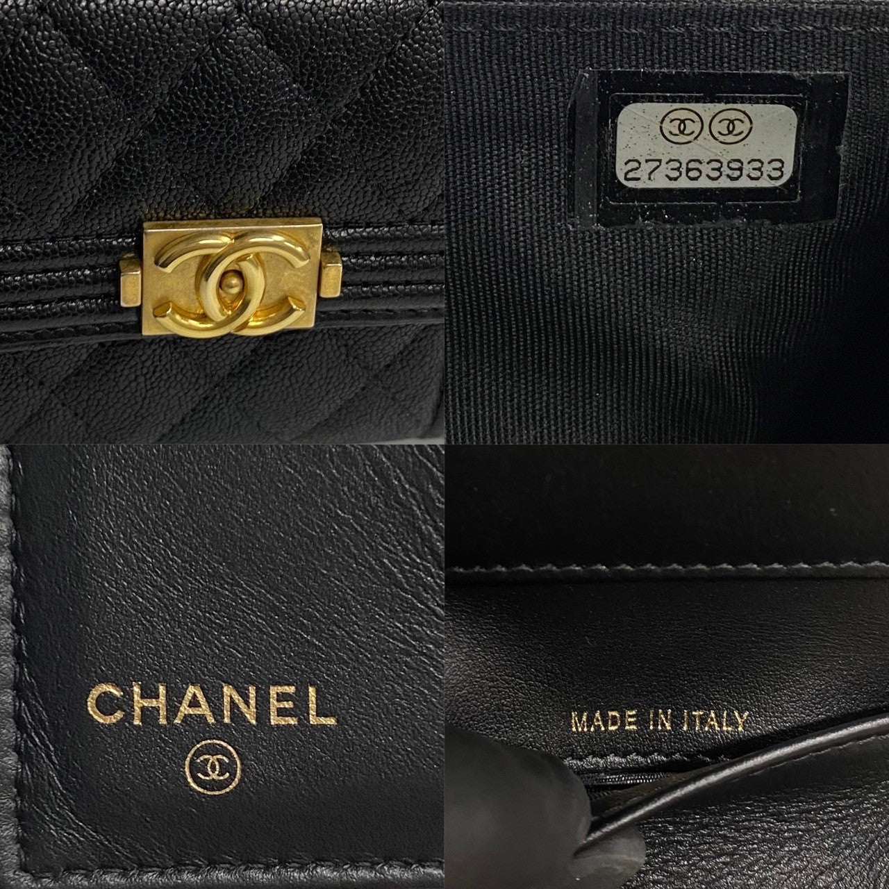 CHANEL Tri-fold wallet leather black Boy chanel